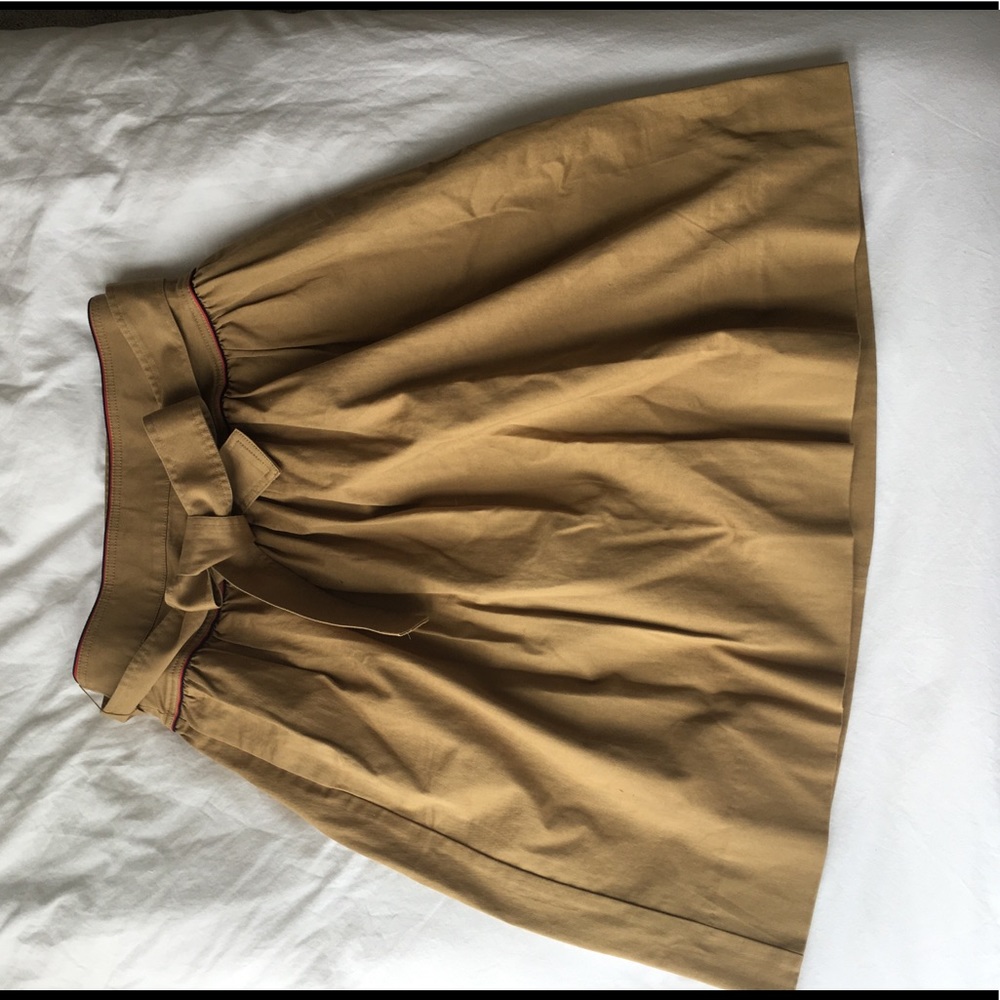 J Crew Tan Skirt With Waist Detail and Tie